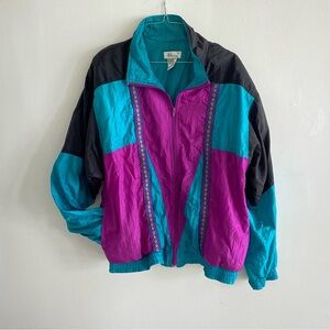 Bocoo nylon colorblock windbreaker jacket teal purple 80s vintage